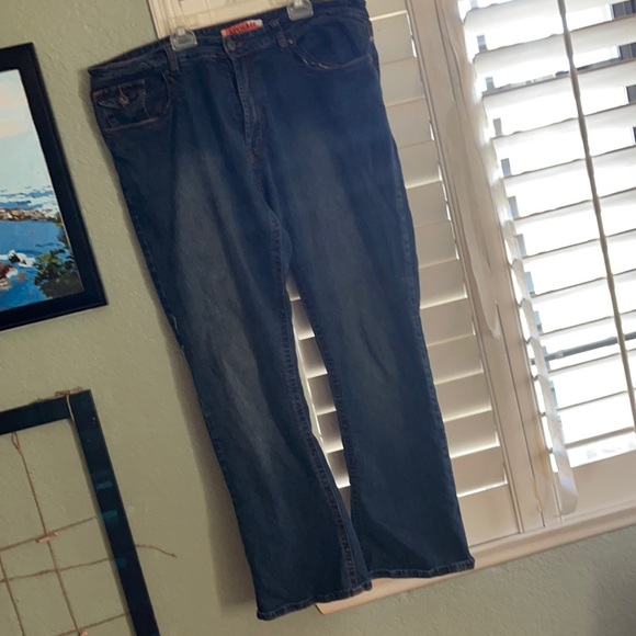 Denim jeAn with orange side and pocket stitching - Picture 1 of 3